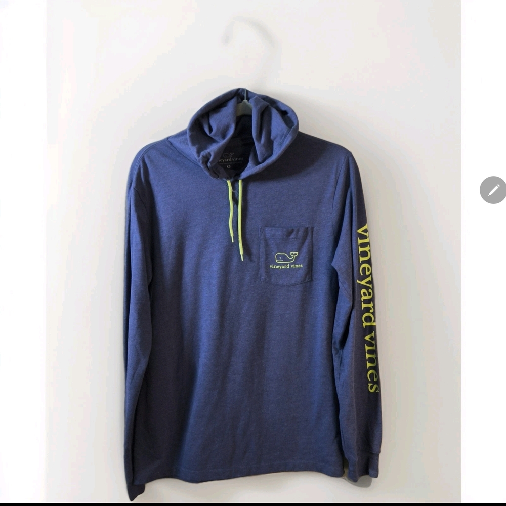Vineyard Vines Navy Hoodie with Lime Details